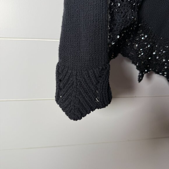 D. Exterior Black Open Front Cardigan with Embellishments Size Large - Picture 7 of 9